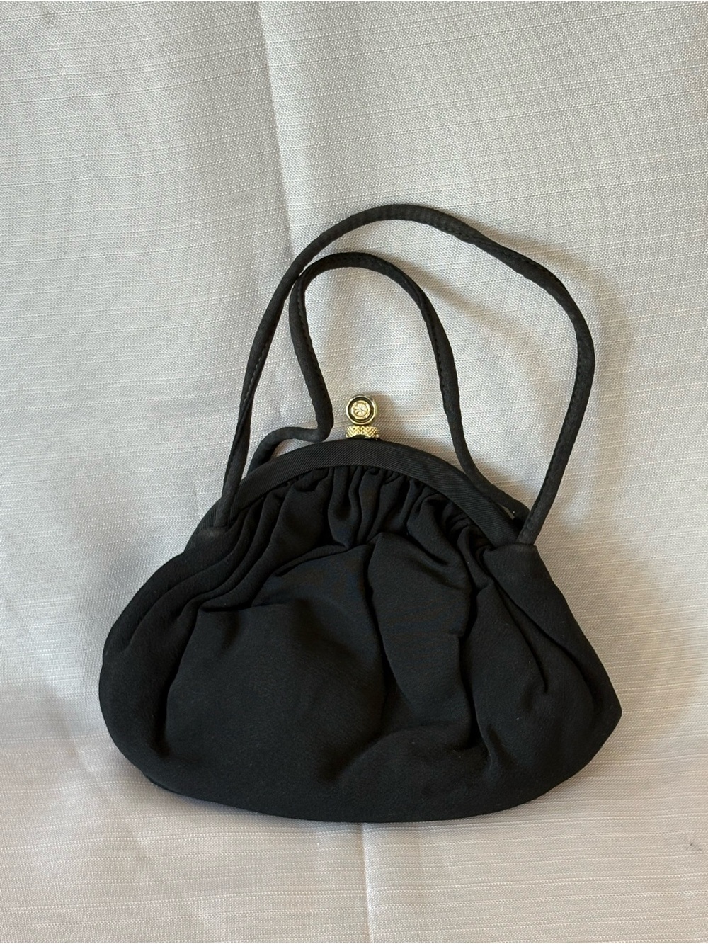 Classic Antique Black Drawstring Evening Bag 1950’s